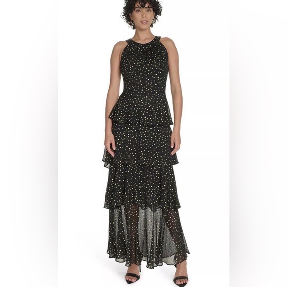 Tommy Hilfiger Dresses & Skirts - Tommy Hilfiger Navy with White Polka Dots Ruffle Maxi Dress